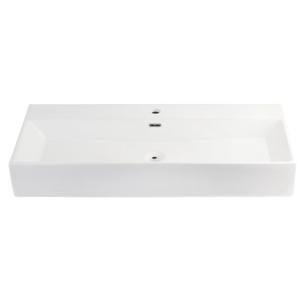 Fauceture EV3916 Elongated 39" x 16" Rectangular White Vessel Sink, White EV3916